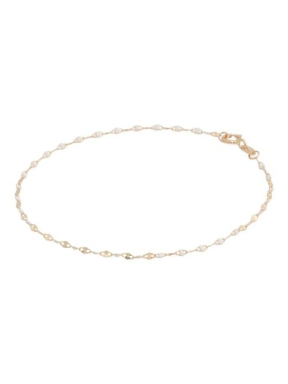 GOLDEN CLEF Made In Italy 14kt Gold White Enamel Petali Chain Bracelet